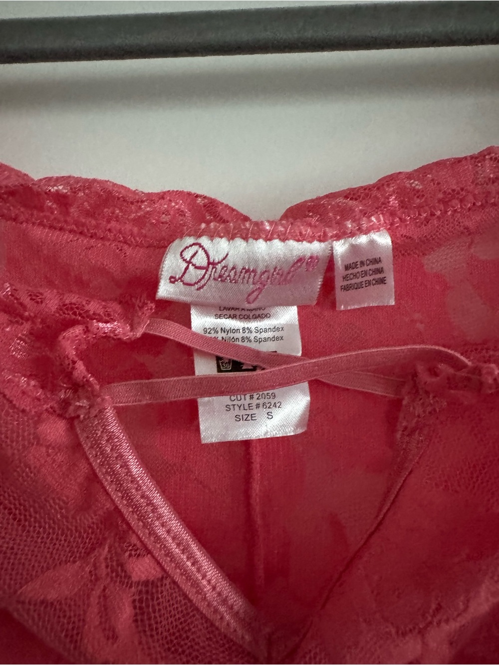 Pink Lace Off-Shoulder Ruched slip - Picture 2 of 3